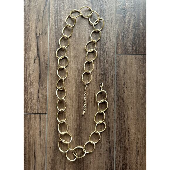 Gold Loop Chain Link Waist Belt or Long Necklace with adjustable Clip Closure - Picture 1 of 3